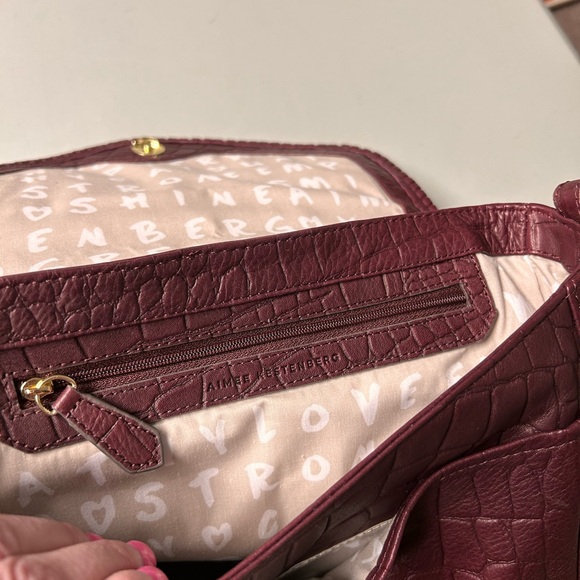 Aimee Kestenberg All For Love Convertible Leather Shoulder Bag True Plum Croco - Picture 7 of 14